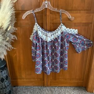 Cold Shoulder Top with Crochet Detailing